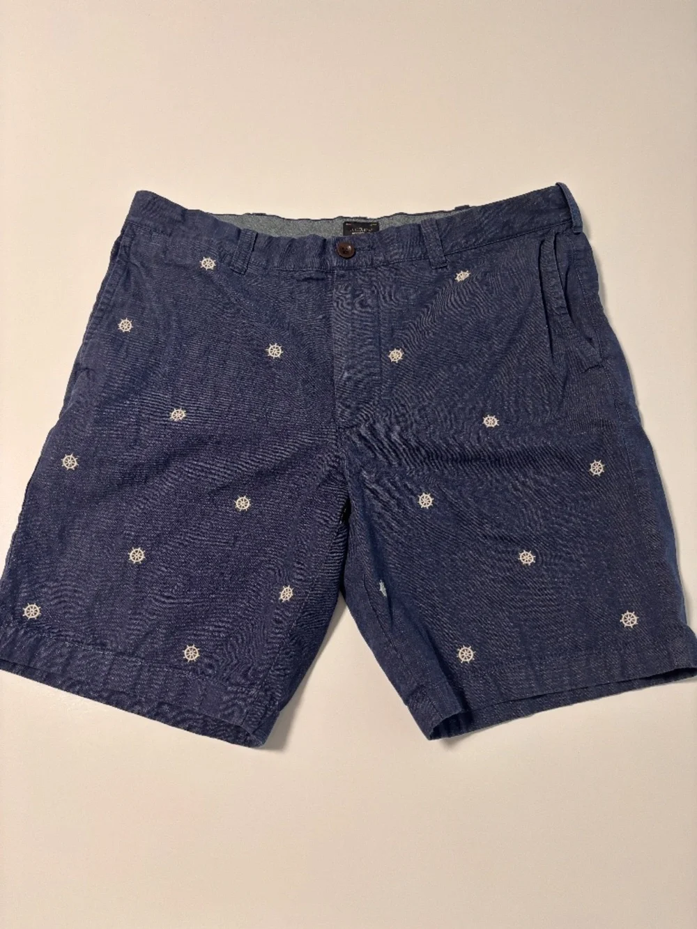 Mens Navy J.Crew Chino Short with Boat Helm Embroidery Size 35